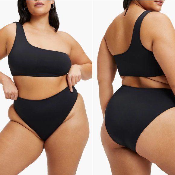 Good American Good Compression one-shoulder stretch-scuba bikini top - Picture 1 of 8